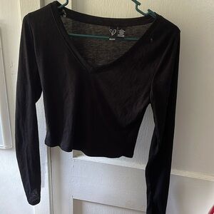 windsor black long sleeve crop top